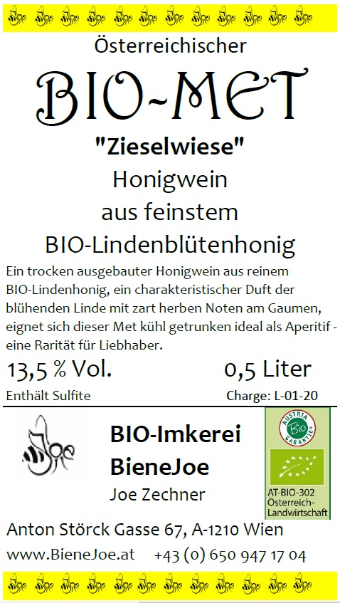 BIO-Met 'Zieselwiese' / Honigwein aus feinstem BIO-Lindenhonig