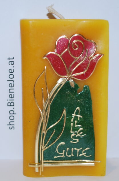 Honigkerze Buch groß "Rose"