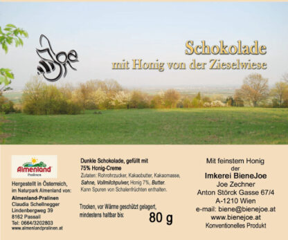 Schokolade mit Honig von der Zieselwiese